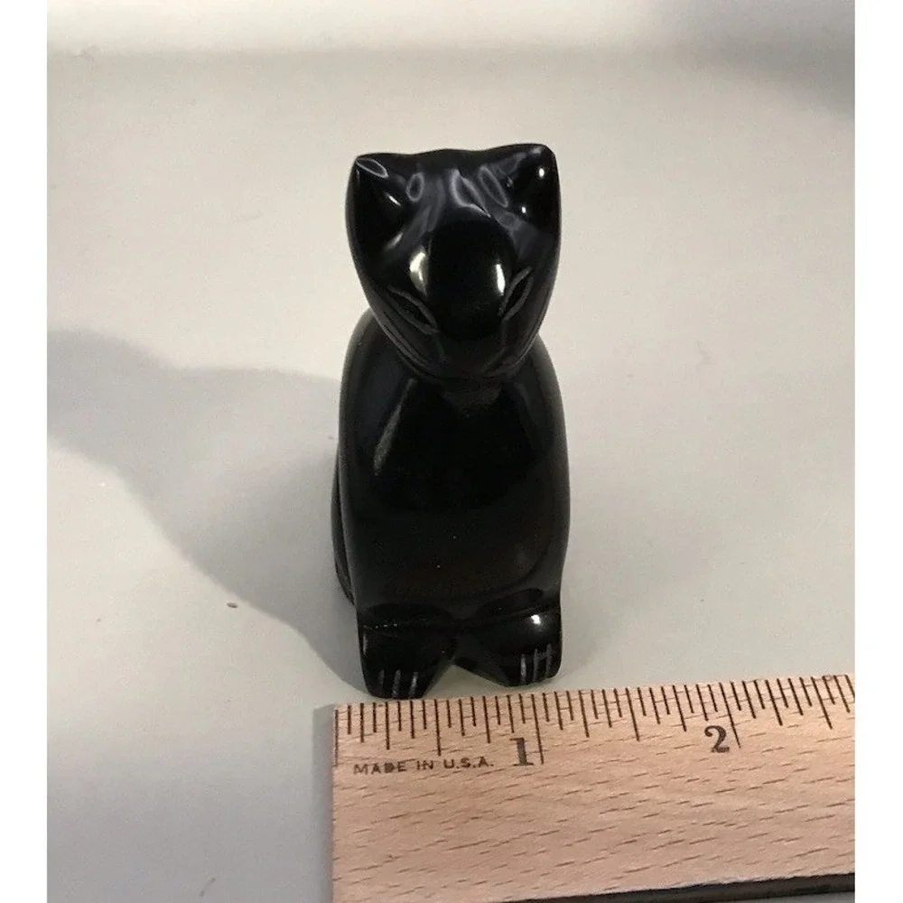 Black‎ Onyx/marble? Stone Kitty Cat
